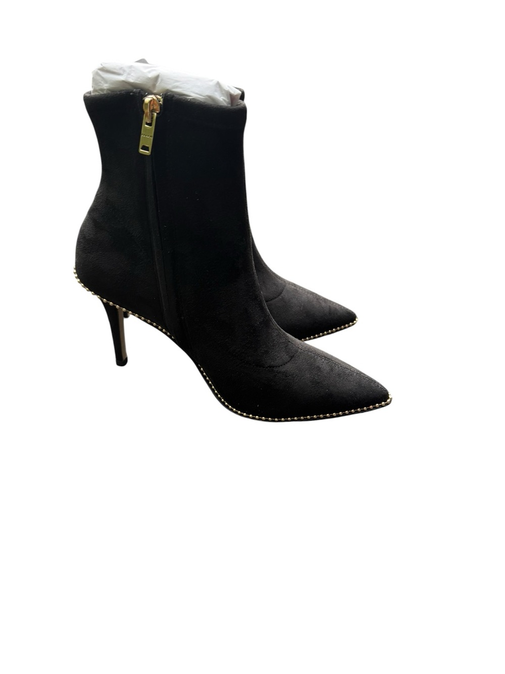 Coach Weston Stretch Booties Black Suede Stud Trim Pointed Toe Heel Size 7 NIB - Picture 5 of 8